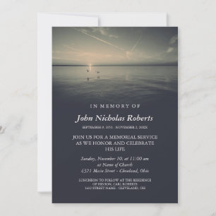 Invitation Somber Birds by Ocean Sunrise Memorial Service