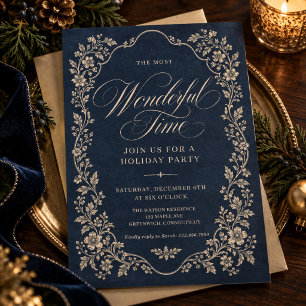 Invitation Sombre Bleu Vintage Dark Academia Merveilleux Mome