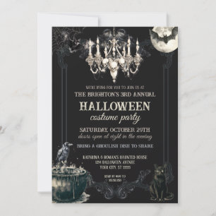Invitation Sombre crâne gothique vintage Halloween Party Spoo