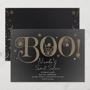 Invitation Sombre Élégant Rustique BOO Magique Halloween 16 A