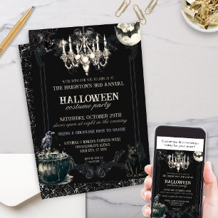 Invitation Sombre Fête Annuelle d'Halloween Crâne Gothique Vi