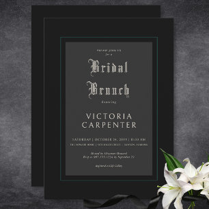 Invitation Sombre gothique Minimal Noir et Turquoise Brunch n