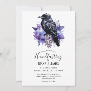 Invitation Sombre Gothique Violet Corbeau & Diamant Manchon