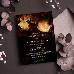 Invitation Sombre mariage élégant vintage chic tout-en-un