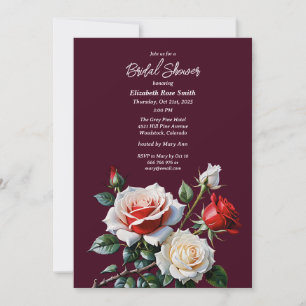 Invitation Sombre rose roseaux roses blancs roses rouges douc