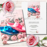 Sombreros roses et bleus avec Mariage Rose