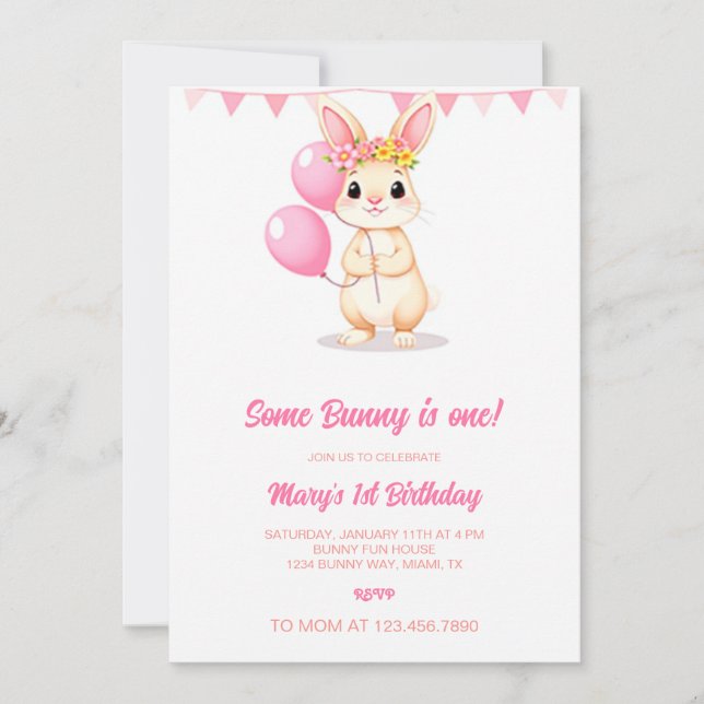 Invitation Some Bunny a une invitation, Some Bunny a un an (Devant)