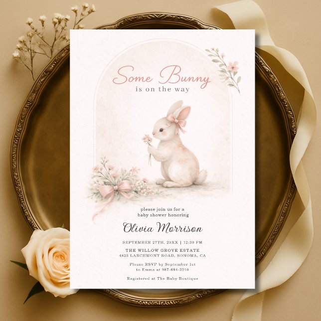 Invitation Some Bunny Arc-en-Ciel Ruban Printemps Baby Shower (Créateur téléchargé)