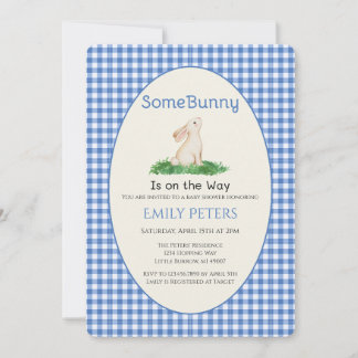 Invitation Some Bunny Baby Shower Bleu