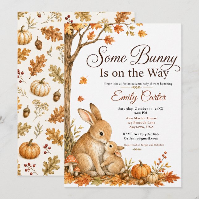 Invitation Some Bunny Fall Baby Shower (Devant / Derrière)