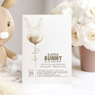 Invitation Some Bunny Gold Balloon Elegant Spring
