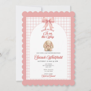Invitation Some Bunny Is On The Way Roseaux Bébé Fille