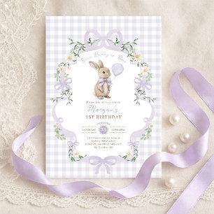 Invitation Some Bunny is One Arc-en-ciel Gingham 1er Annivers