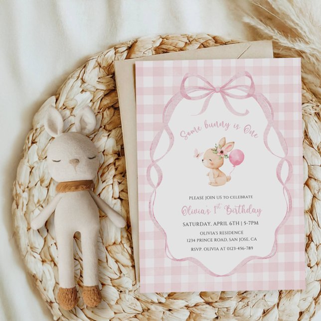 Invitation Some Bunny Is One Girl 1st Birthday Party (Créateur téléchargé)