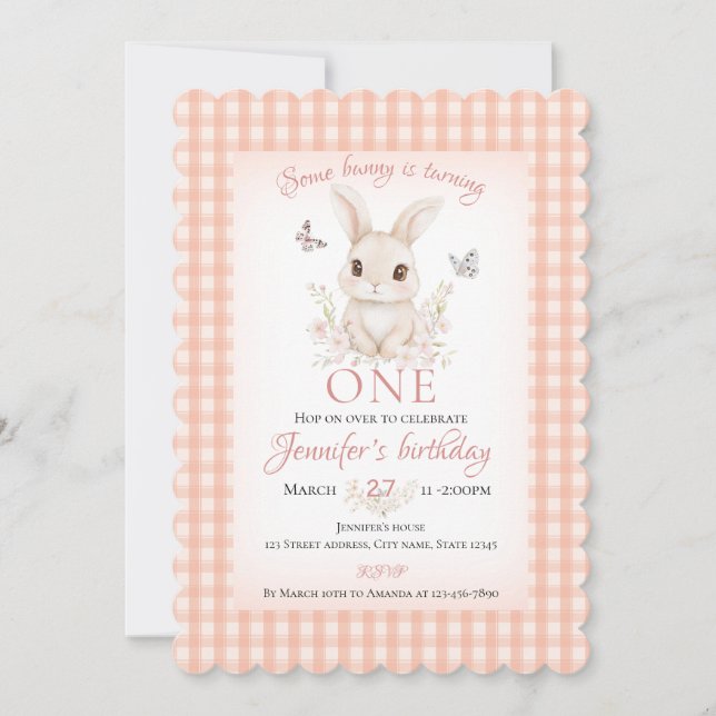Invitation Some Bunny is Turning One Birthday (Devant)
