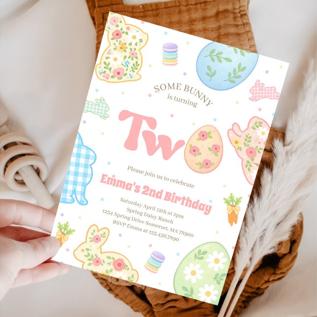 Invitation Some Bunny is Turning Two Pastel Birthday (Créateur téléchargé)