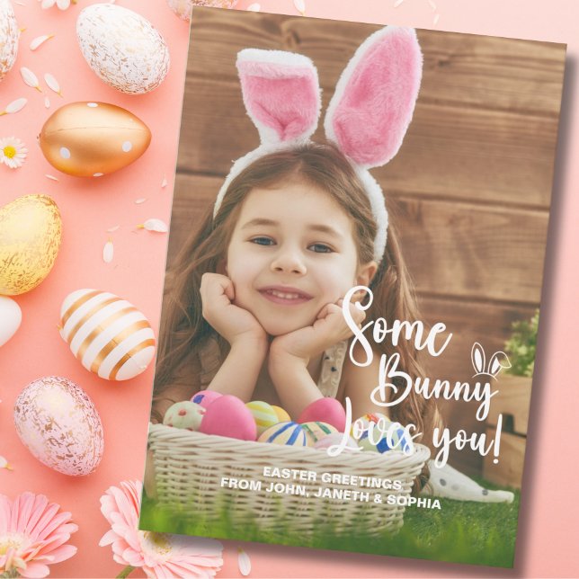 Invitation Some Bunny Loves You Happy Photo Pascua (Créateur téléchargé)