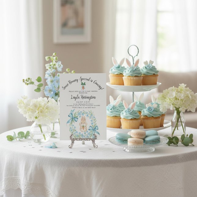 Invitation Some Bunny Special Is Coming Wreath Baby Shower  (Créateur téléchargé)