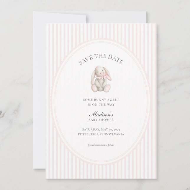 Invitation Some Bunny Sweet Pink Baby Shower Save the Date  (Devant)