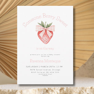Invitation Someone Berry Sweet Clean Strawberry Baby Shower 