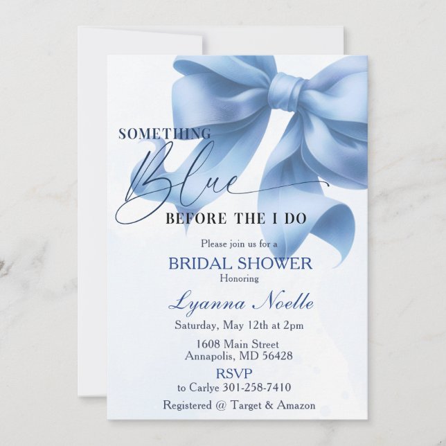 Invitation Something Blue avant mon Shower de Mariage (Devant)
