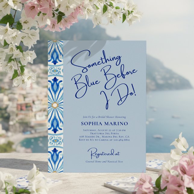 Invitation Something Blue Baby Shower Mariage | Carrelage Méd (Créateur téléchargé)