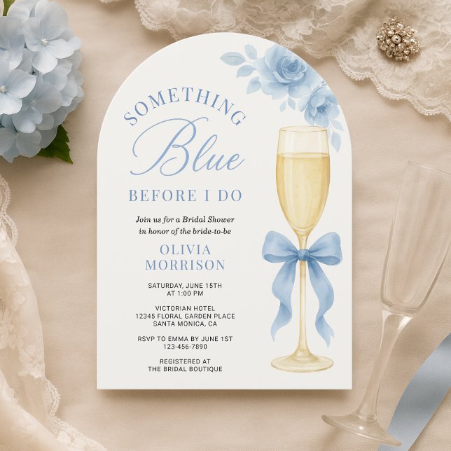 Invitation Something Blue Before I Do Baby Shower avec Ruban (Créateur téléchargé)