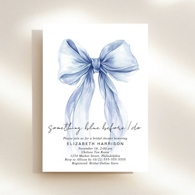 Invitation Something Blue Before I Do Bow Bridal Shower (Something Blue Before I Do Bow Bridal Shower Invitation)