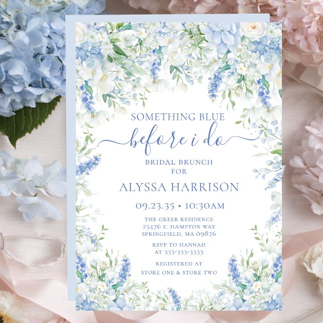 Invitation Something Blue Before I Do Floral Bridal Shower (Créateur téléchargé)
