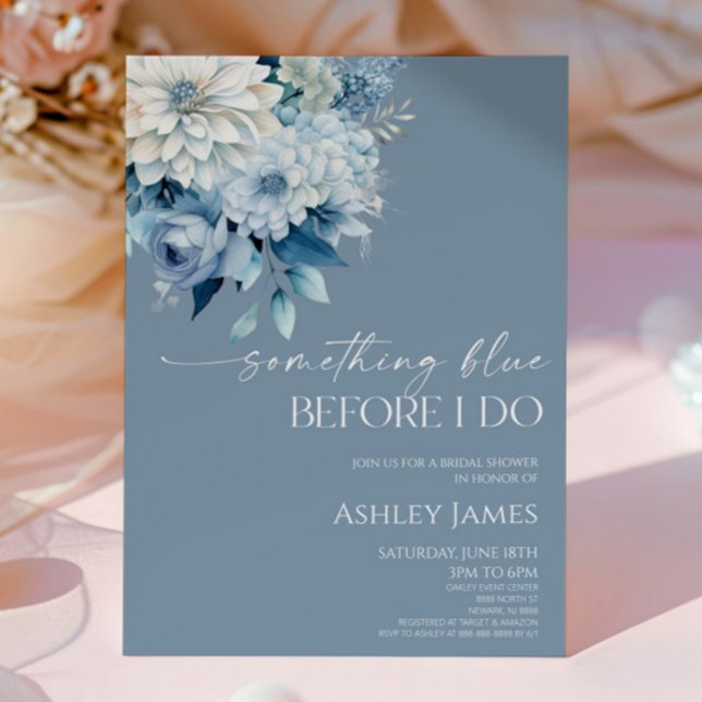 Invitation Something Blue Before I Do Floral Bridal Shower (Créateur téléchargé)