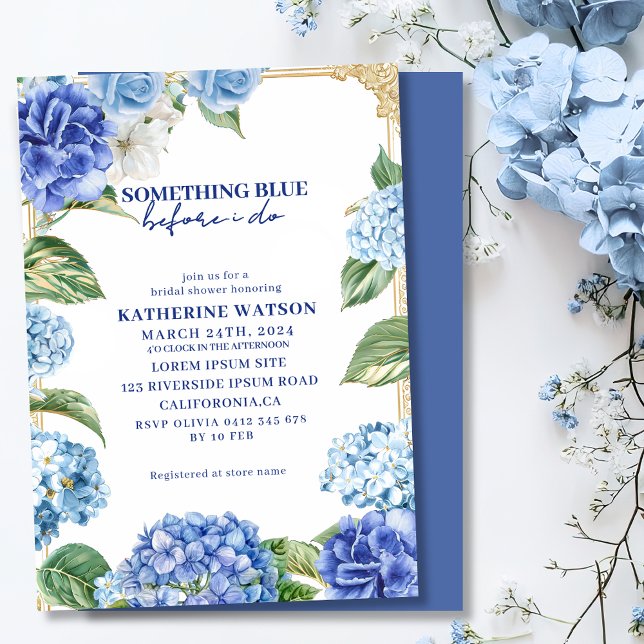 Invitation Something blue before i do hydrangea baby shower m (Créateur téléchargé)