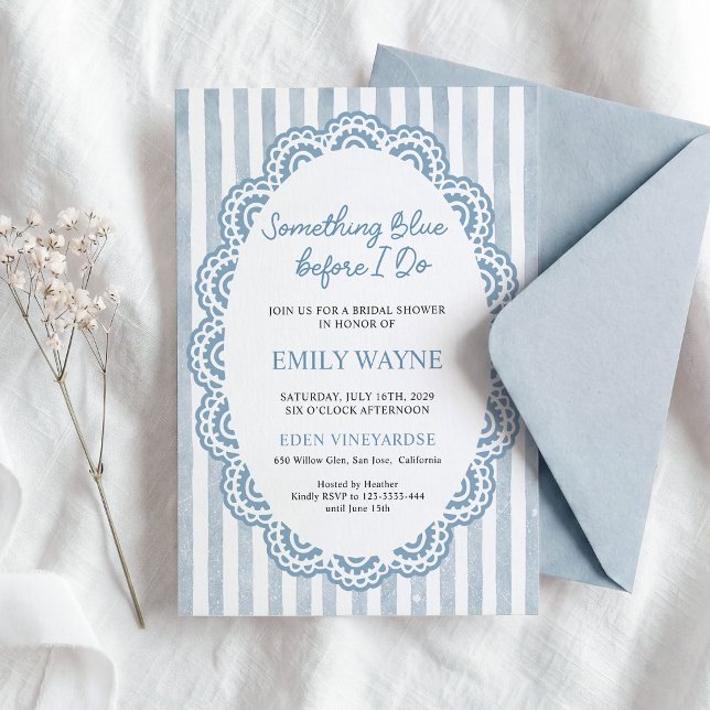 Invitation Something Blue Before I do Lace Bridal Shower  (Créateur téléchargé)
