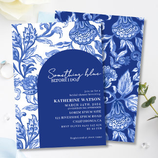 Invitation Something blue blue chinoiserie bridal shower