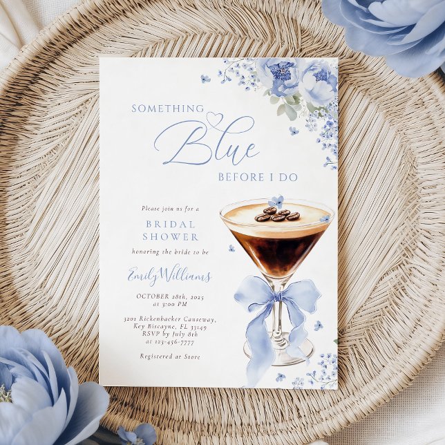Invitation Something Blue Bow Coffee Bridal Shower (Créateur téléchargé)