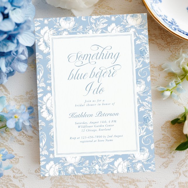 Invitation Something Blue Chinoiserie Fête de Mariage  (Créateur téléchargé)