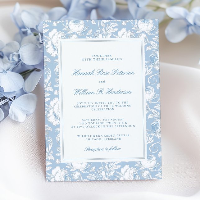 Invitation Something Blue Chinoiserie Wedding (Créateur téléchargé)