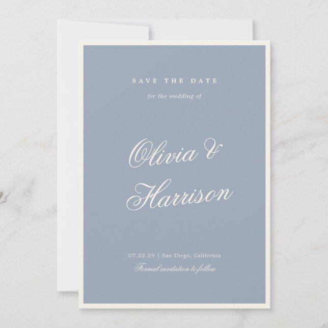 Invitation Something Blue Elegant Save the Date Card (Devant)