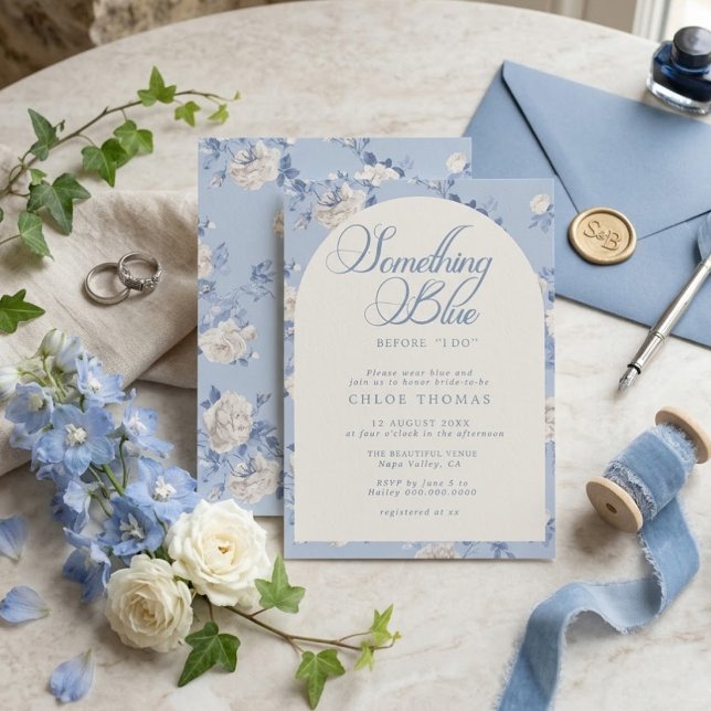 Invitation Something Blue Wildflower Bouquet Bridal Shower  (Créateur téléchargé)