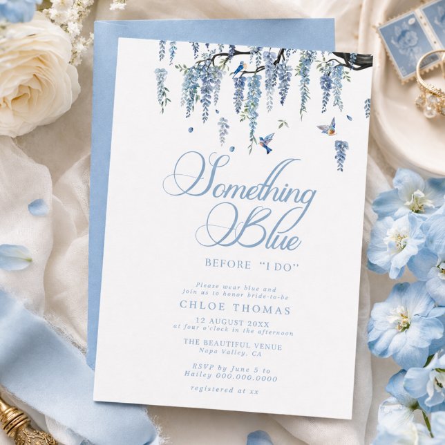 Invitation Something Blue Wildflower Bouquet Bridal Shower  (Créateur téléchargé)