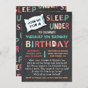 Invitation Sommeil sous fête d'anniversaire