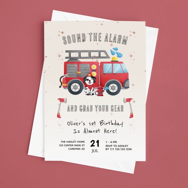 Invitation Son Alarm Fire Truck 1er anniversaire (Créateur téléchargé)