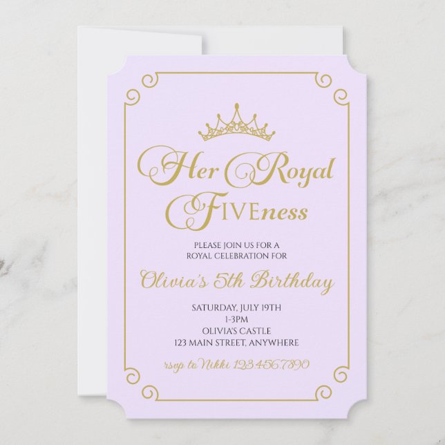 Invitation Son Altesse la Princesse d'Or Fiveness 5e Annivers (Devant)
