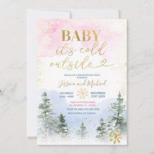 Invitation Son Baby shower de révélation de genre hivernal fr