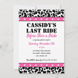 Invitation Son Dernier Ride Disco Cowgirl Bachelorette Party