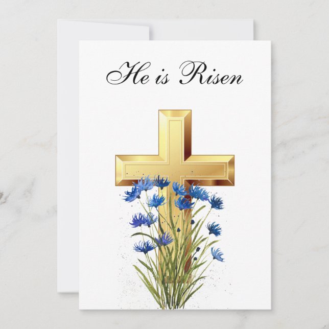 Invitation Son est Ressuscité Aquarelle Pâques Corbeille de C (Devant)