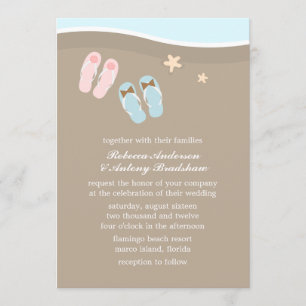 Invitation Son et ses tongs Flip Flops Beach Wedding
