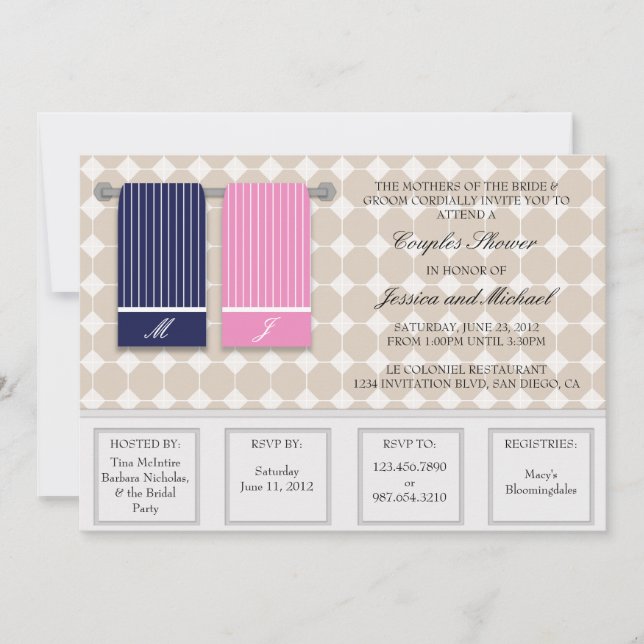 Invitation Son et sien douche moderne de couples de (Devant)