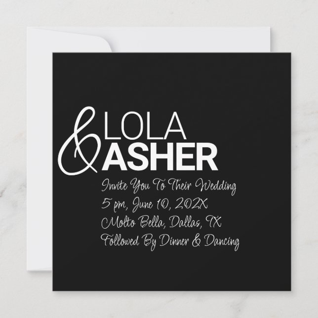 Invitation Son & Hers Bold et Light Names Mariage (Devant)