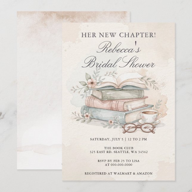 Invitation Son histoire de nouveau chapitre Shower de mariage (Devant / Derrière)