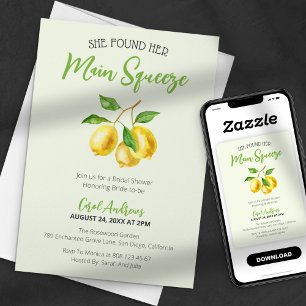 Invitation Son Maître en Aquarelle Fête de Mariage Citron